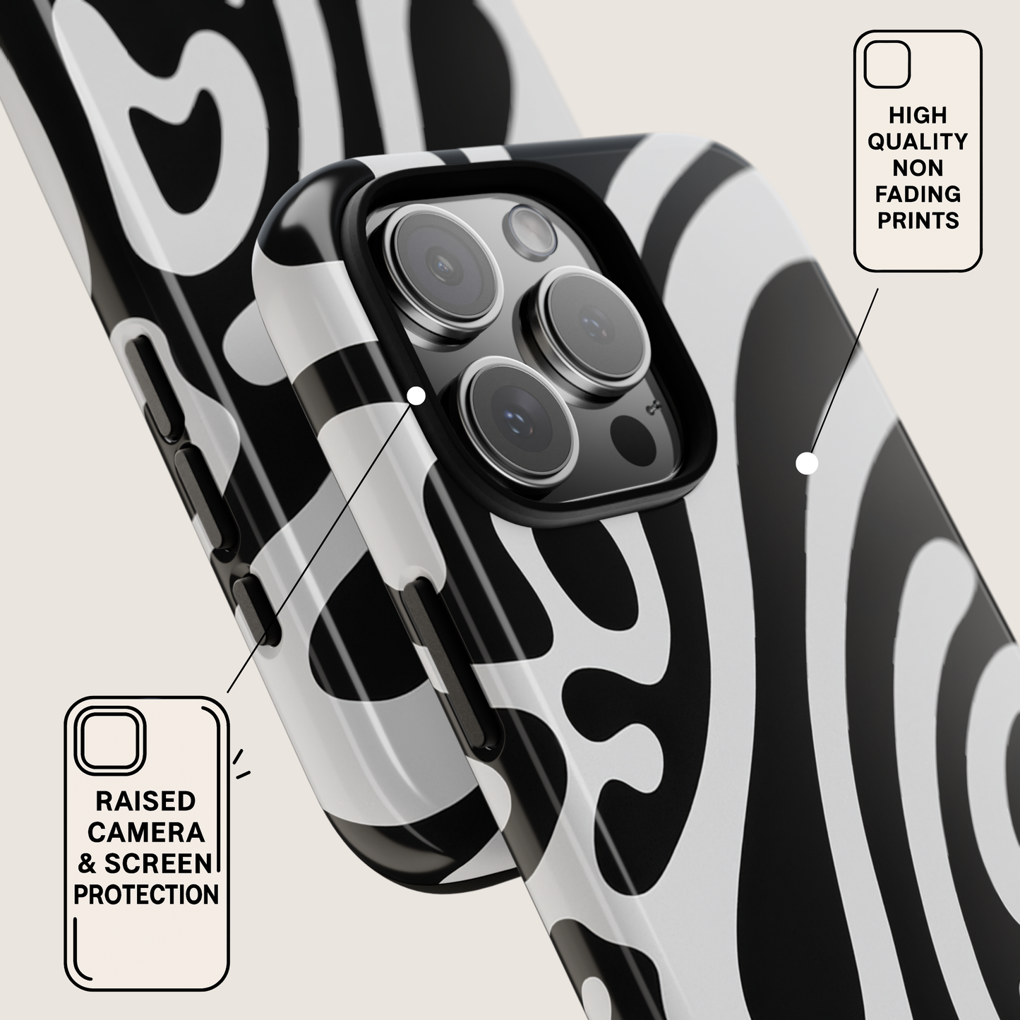 iPhone 17 Pro Max Case | Black Wave (Tough)