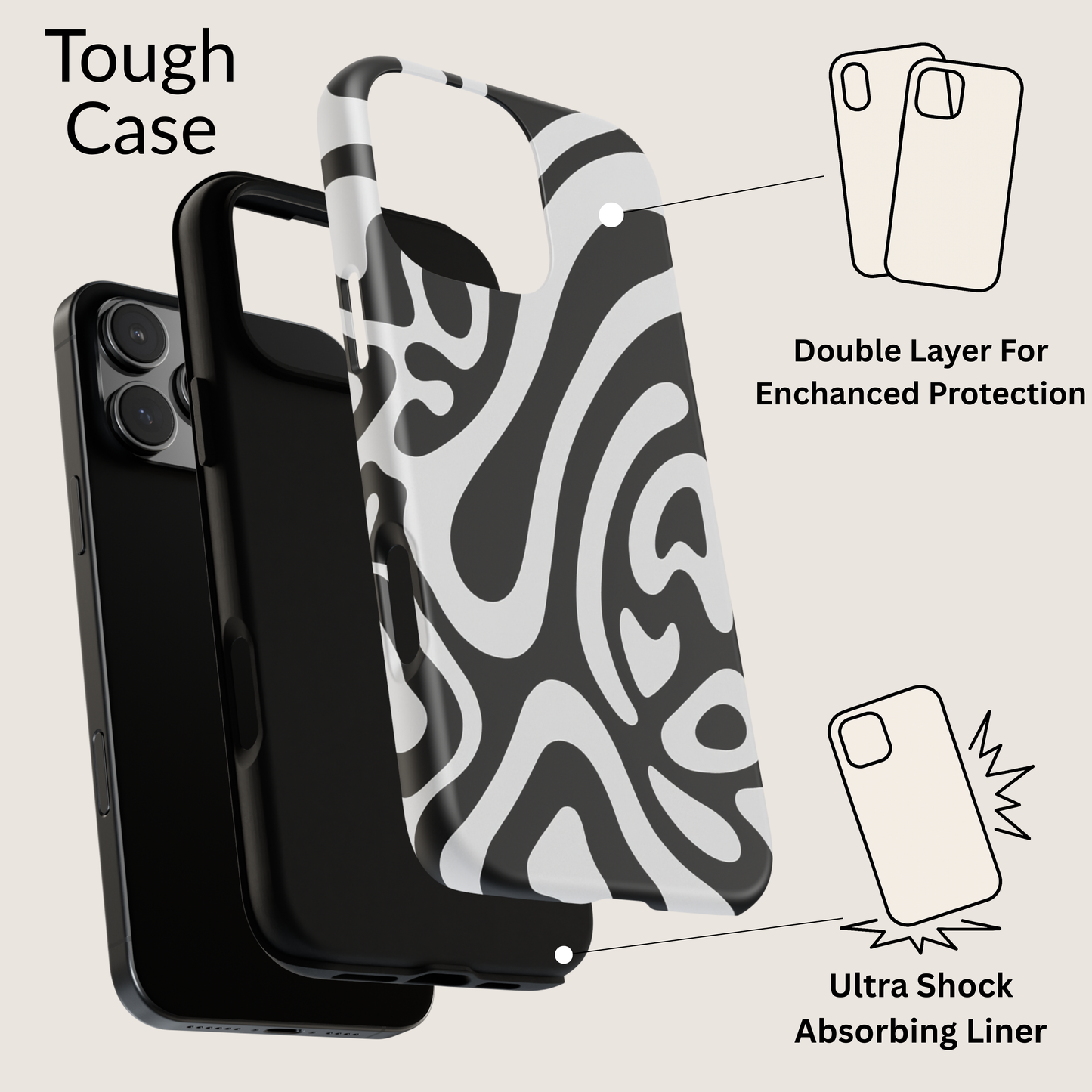 iPhone 17 Pro Max Case | Black Wave (Tough)