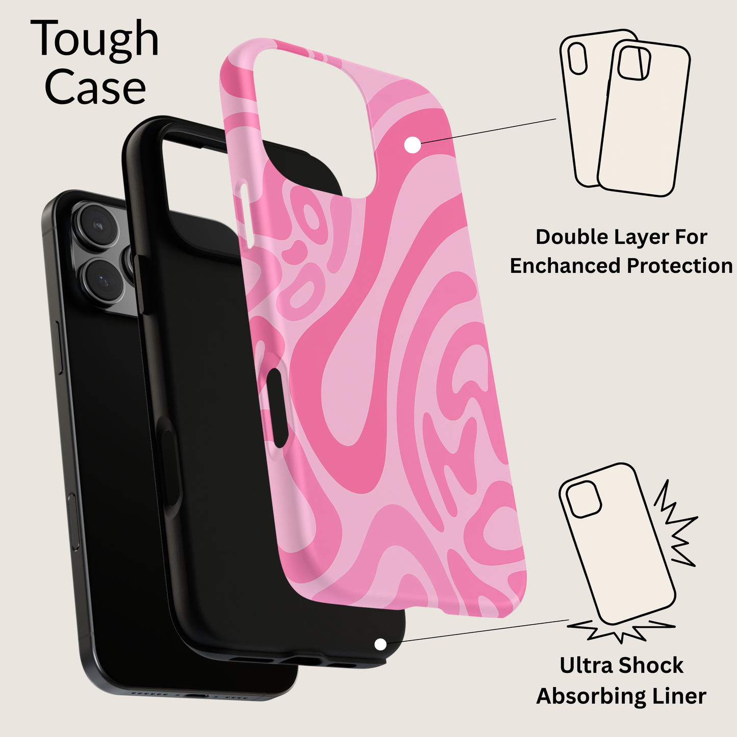 iPhone 17 Pro Max Case | Pink Wave (Tough)