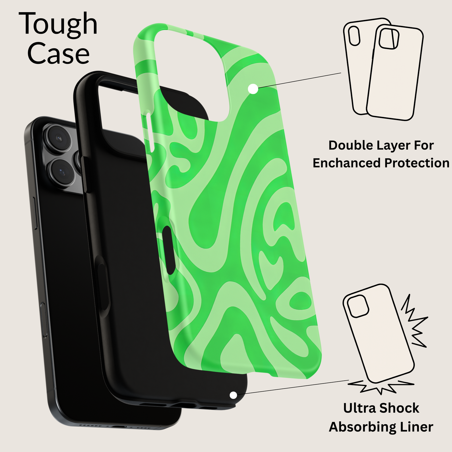 iPhone 17 Pro Max Case | Green Wave (Tough)
