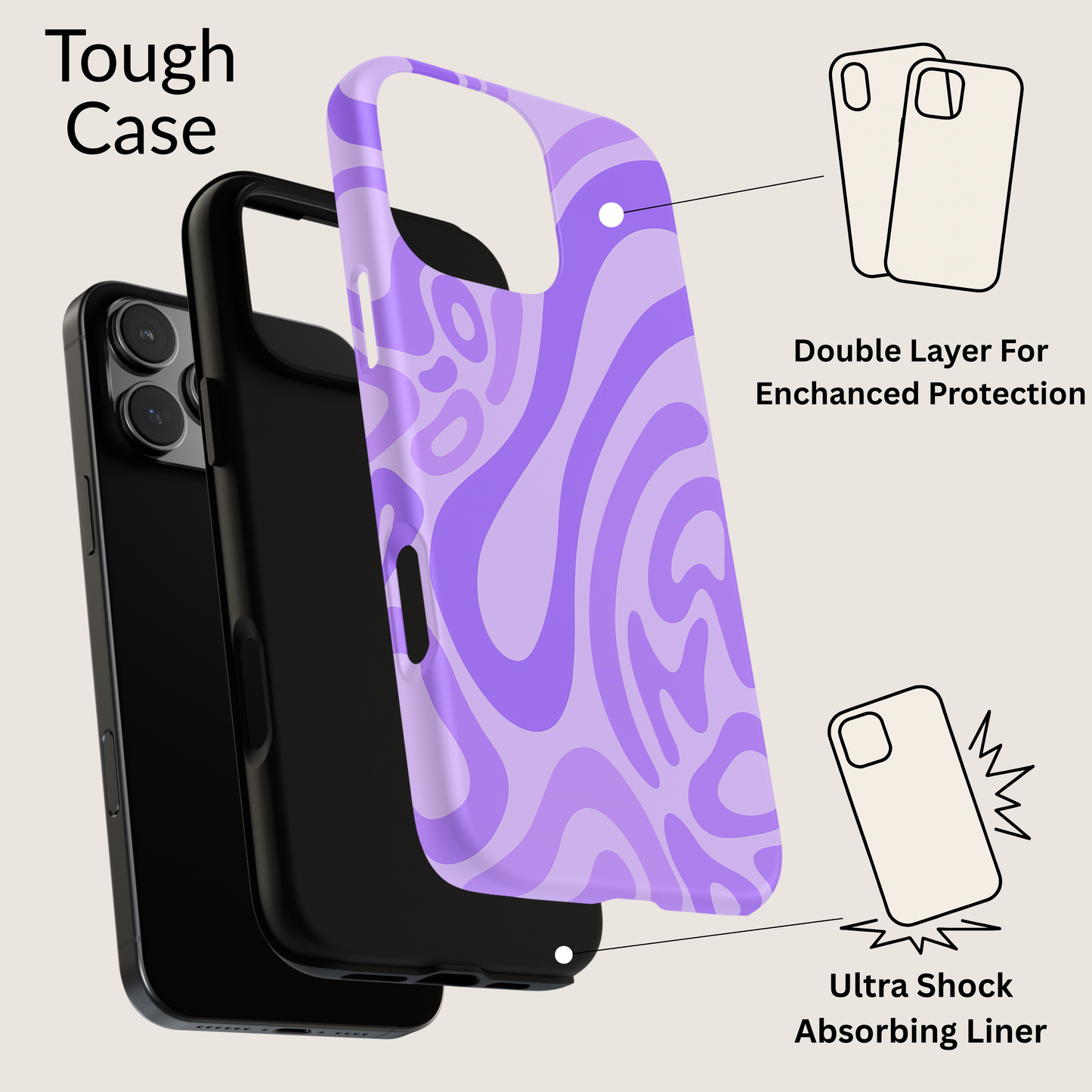iPhone 17 Pro Max Case | Purple Wave (Tough)