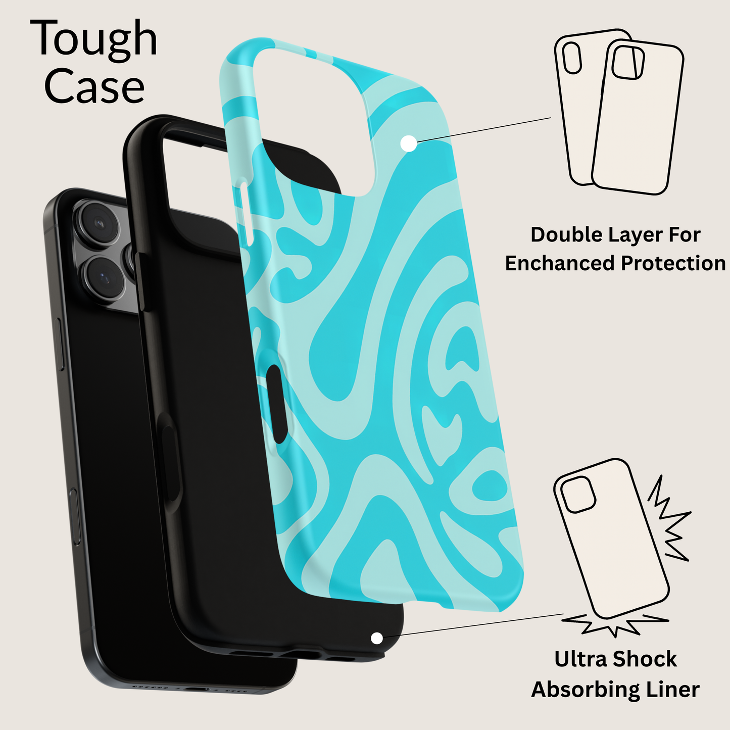 iPhone 17 Pro Max Case | Blue Wave (Tough)