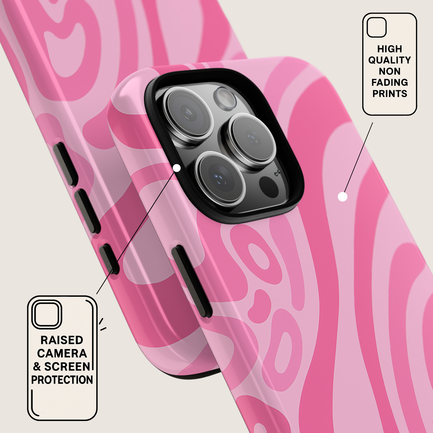 iPhone 17 Pro Max Case | Pink Wave (Tough)