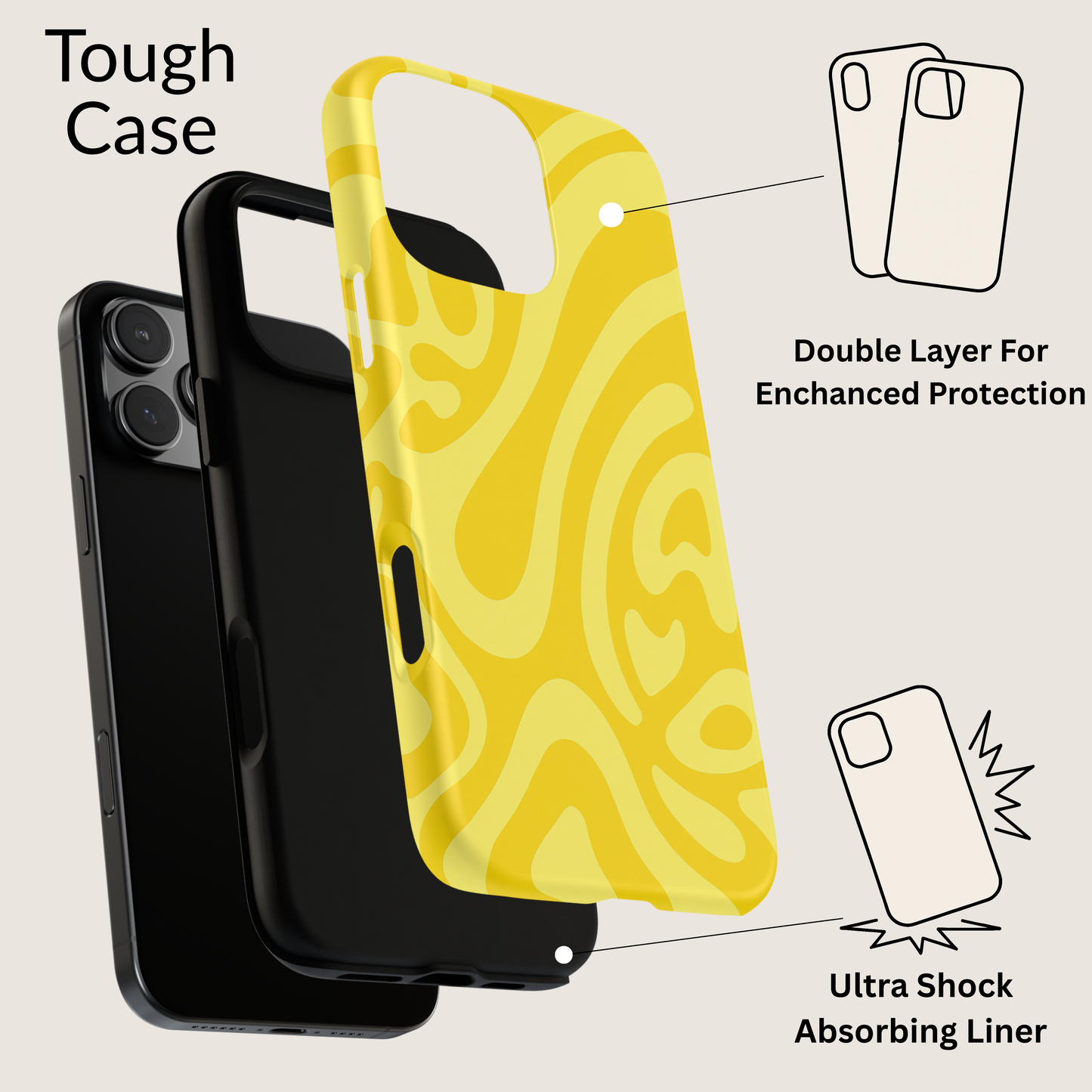 iPhone 17 Pro Max Case | Yellow Wave (Tough)
