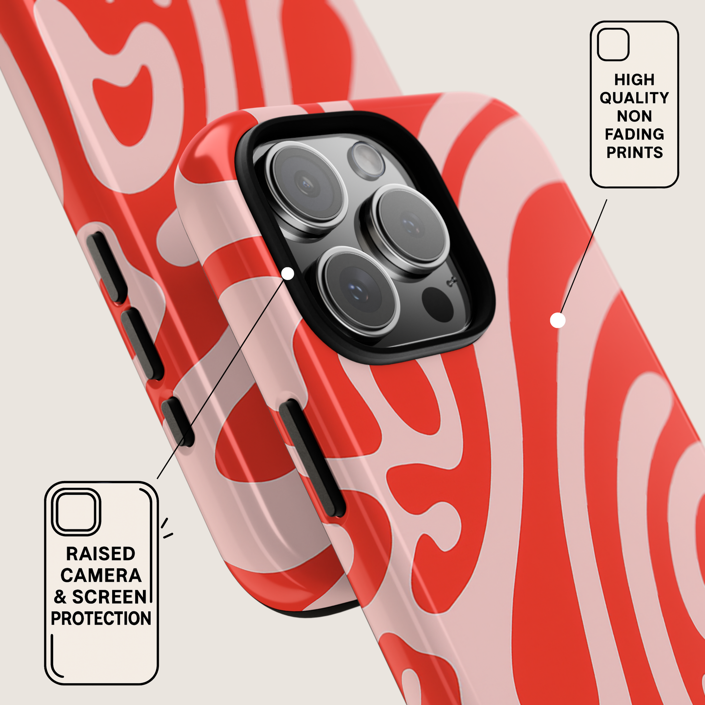 iPhone 17 Pro Max Case | Red Wave (Tough)