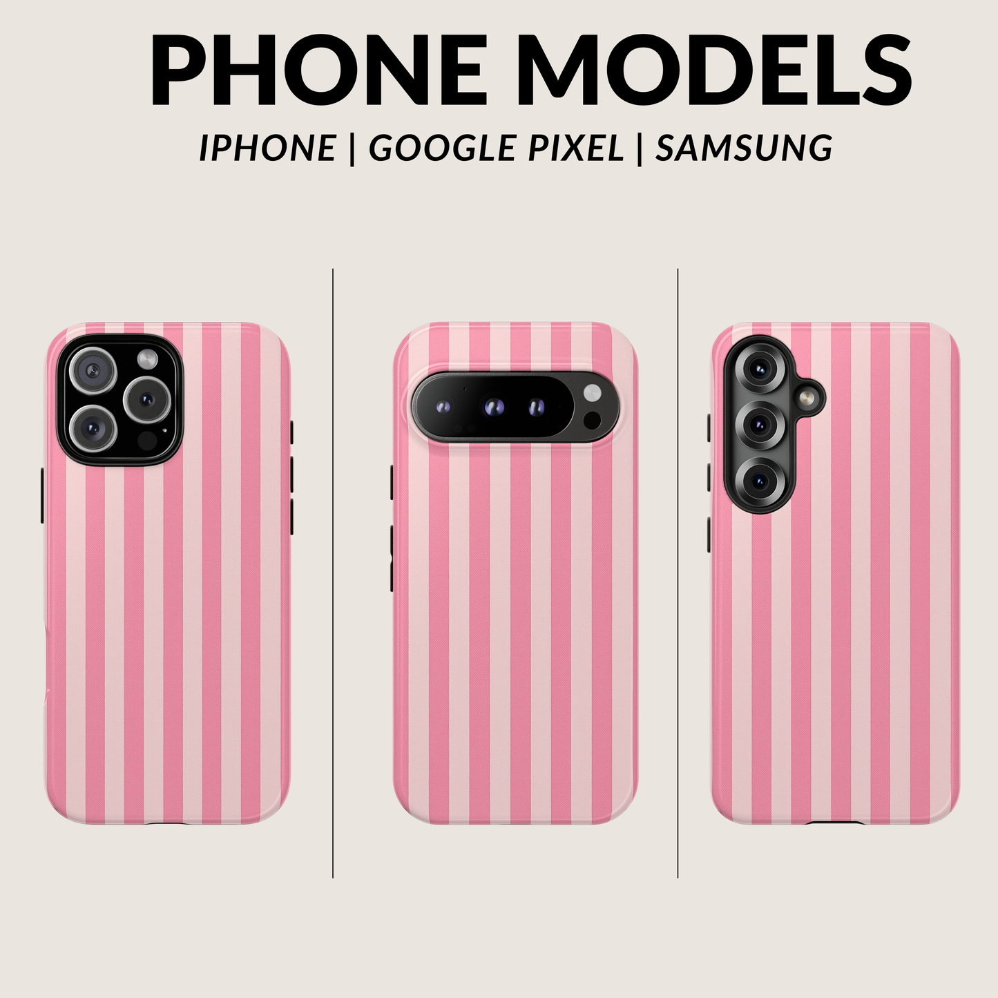 iPhone 17 Pro Max Case | Pink Stripes (Tough)